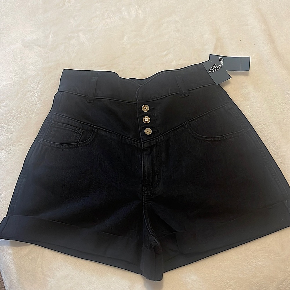 Hollister high waisted black denim shorts